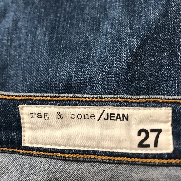 Rag & Bone Dive High-Rise Colorblock Capri Jeans, Indigo Olana Size 27 - Picture 8 of 11